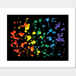 Rainbow Splatter Black Posters and Art